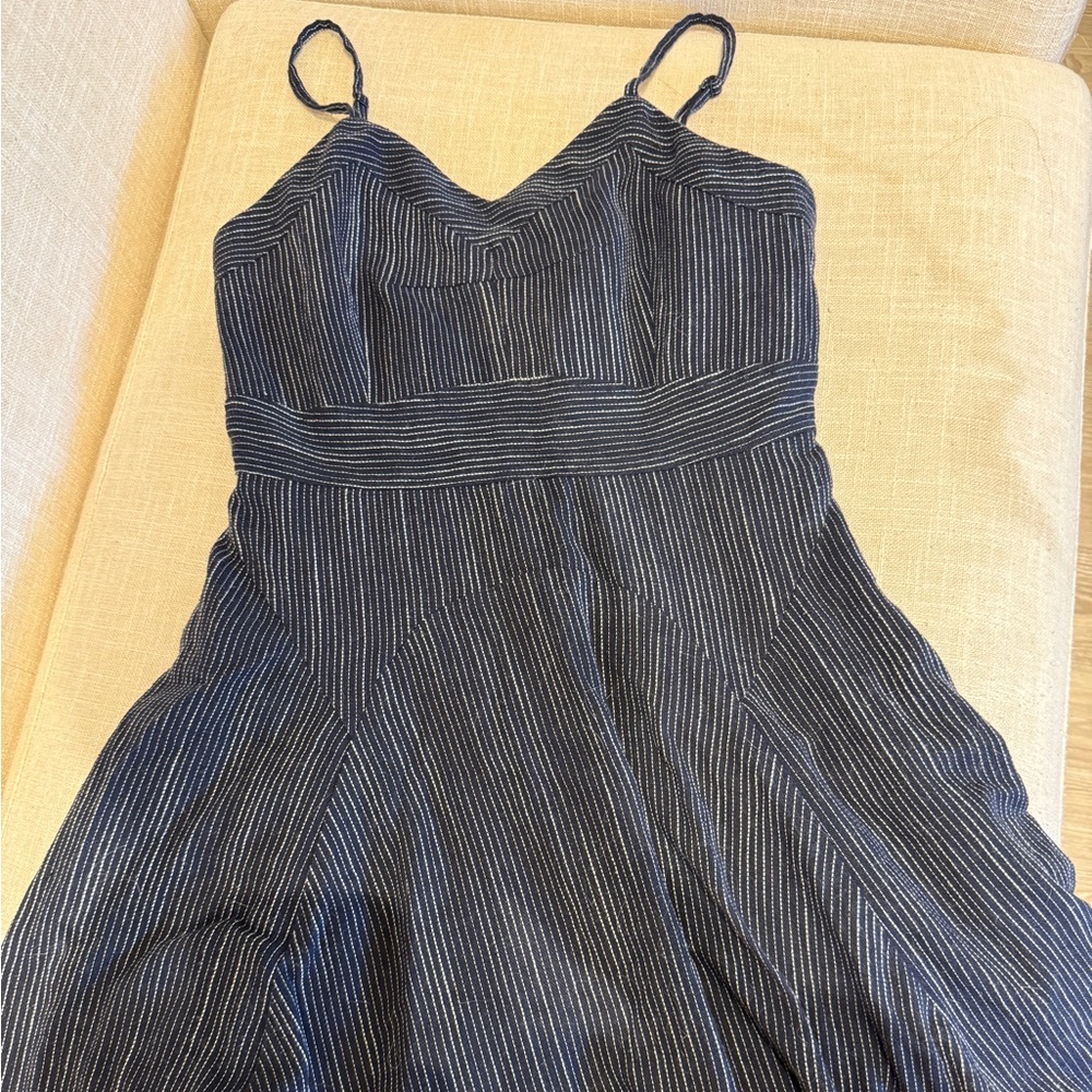 Elegant Black and White Striped Dress